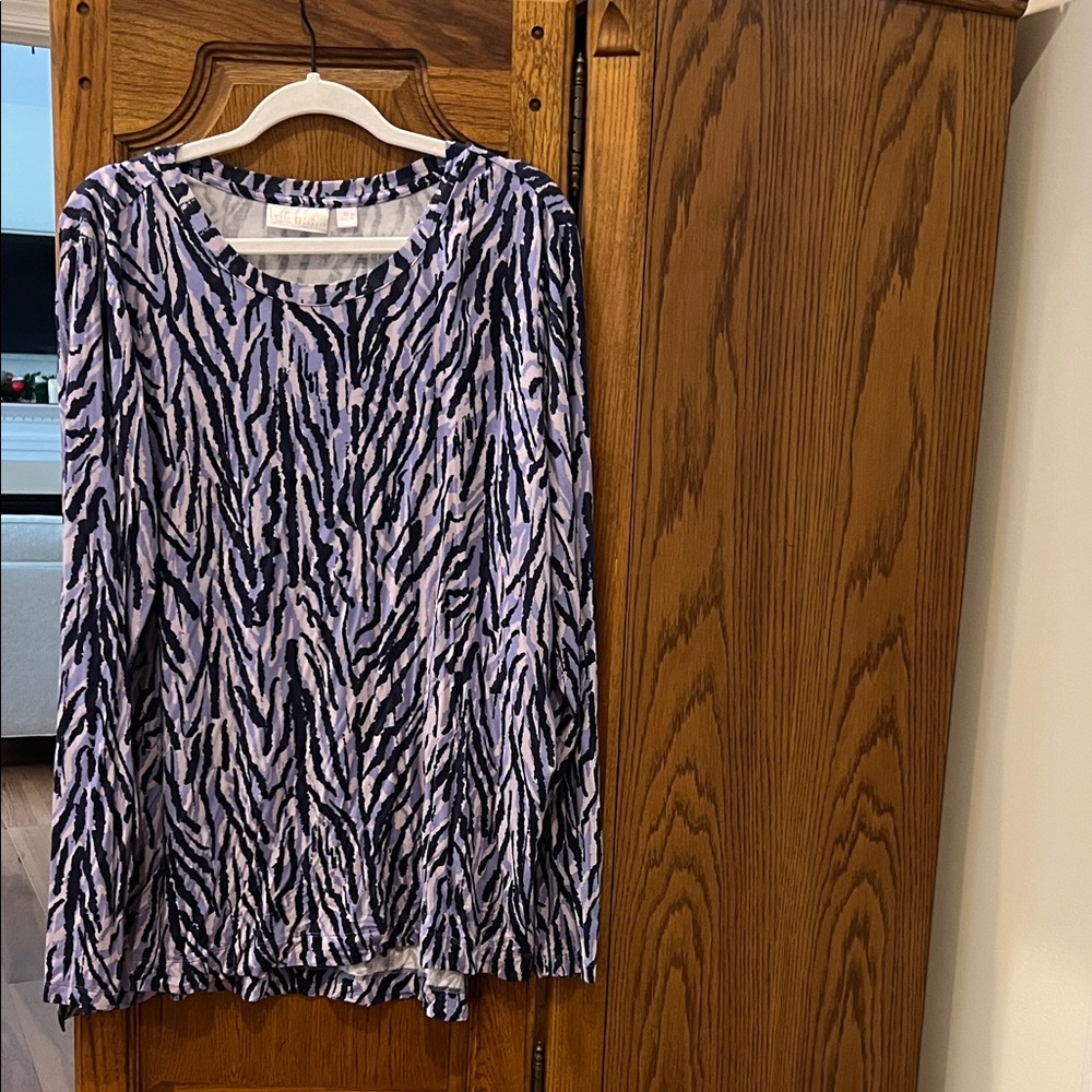 Belle by Kim Gravel Lavender Zebra Print Long Sleeve Top